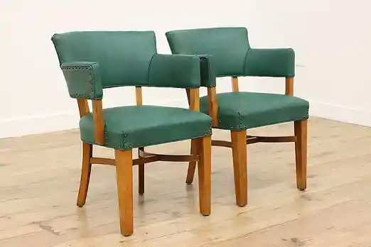 Pair of Midcentury Modern Vintage Vinyl Office Chairs #56202