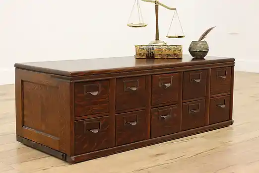 Craftsman Oak Antique 10 Drawer Office Desktop File Cabinet #56087