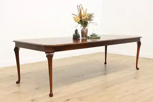 Cherry & Burl Dining Table 2 Leaves Pennsylvania House 105" #56266