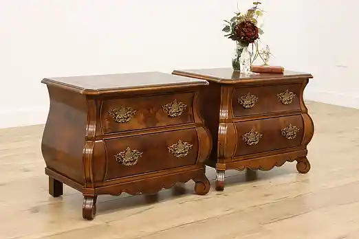 Pair of Bombe Nightstands Chests End Tables Henredon #56339