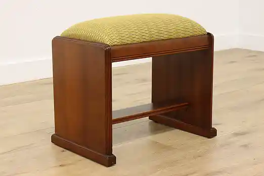 Art Deco Vintage Walnut Vanity Bench or Stool, New Fabric #56513