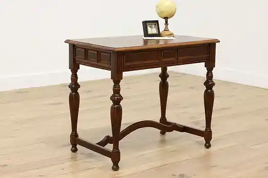 Tudor Design Antique Carved Walnut Hall Console Side Table #56250