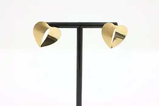 14K Gold Modern Heart Earrings – 2.2g #56730