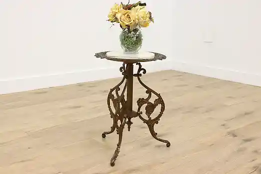 Victorian Antique Iron & Onyx Stand Chairside Table B&H #56198