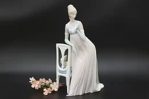 Lady Empire & Dog Figurine Porcelain Statue, Lladro #56507