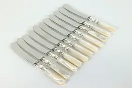 Set of 11 Antique Silverplate & Pearl Handle Butter or Cheese Knives #39810