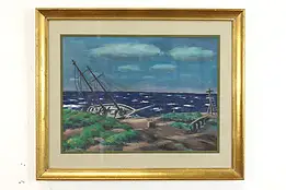 Rum Runner, Vintage Nautical Original Watercolor Painting, Sinclair 24.5" #39684