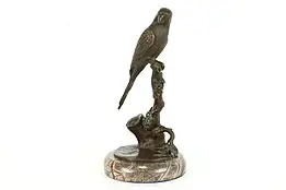 Parrot on Tree Vintage Bronze Sculpture with Marble Base #39707