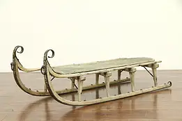 Victorian Antique Oak & Iron Child Snow Sled, Original Hand Painting #32382
