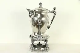 Victorian Silverplate Antique Tilting Water Pitcher, Faces, Stimpson 1854 #32860
