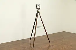 Surveyor Antique Transit, Level or Theodolite, Tripod, Case, Queen Phil. #32965