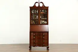 Traditional Vintage Secretary Desk & Bookcase, Claw Feet #33220