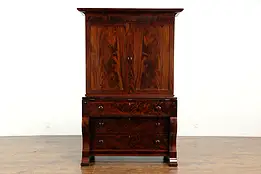 Empire Antique 1830 Mahogany Secretary Desk & Bookcase #33221