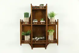 Victorian Eastlake Antique Walnut Wall Curio Shelf with Galleries #33276