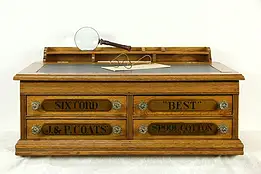 Victorian Oak Antique J.P. Coats Spool Cabinet, Desk or Jewelry Chest #33817