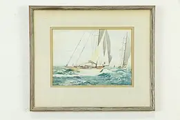 Fair Wind Antique Original Watercolor Painting, Signed A. K. Severson 22" #33638