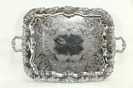 Victorian Antique English Engraved 31" Silverplate Tray Grape Motif EGW&S #35127