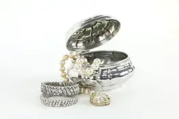 German Antique Fein Zinn Pewter Covered Jewel or Boudoir Box #35693