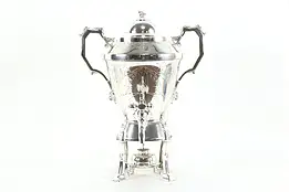 Victorian Antique Silverplate Hot Water Tea Kettle Ram Heads, Webster NY  #34390