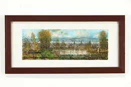 Riverbank Scene Original Watercolor Painting, 2013  Ramil Abdullin 24" #37584