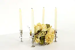 Silverplate 4 Candle English Antique Candelabra Centerpiece Holder  #37767