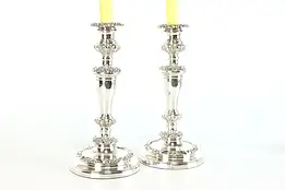 Pair of Victorian Antique Silverplate Embossed Candlesticks #37770