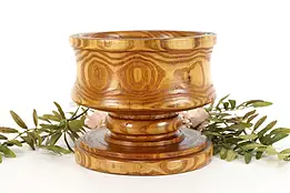 Ash Vintage Farmhouse Turned & Footed Artisan Bowl, Display or Candy Dish #38198