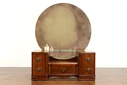 Art Deco Waterfall Design Vintage Walnut Vanity, Mirror, Bakelite Pulls #38579