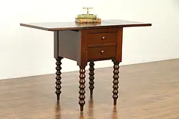 Antique Dropleaf Nightstand, Lamp or End Table, Spool Legs #31541