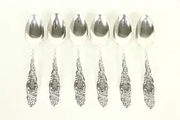 Victorian Set 6 Sterling Silver Antique Soup or Dessert Spoons, Pat 1892 #31952