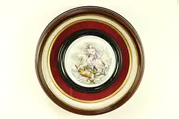 Victorian Antique Walnut Shadow Box, French Bisque Hunter Sculpture #30340