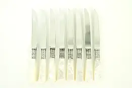 Set of 8 Pearl, Sterling & Stainless Fruit or Cheese Knives, England #28890
