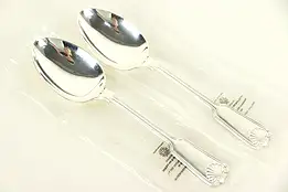 Pair Serving Spoons Kings or Fiddle Thread, Shell Pattern, Mappin England #29308
