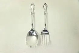 Silverplate Vintage Salad Serving Set, Spoon & Fork, Signed Rogers #30078