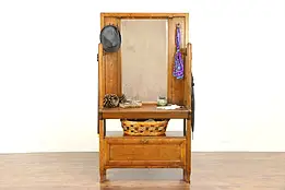 Arts & Crafts Mission Oak Antique Craftsman Hall Stand & Mirror #30484
