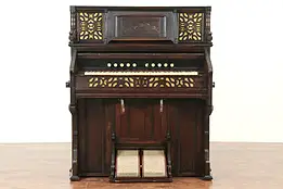 Victorian Eastlake Antique Walnut Pump or Reed Organ, Kimball Chicago #29182