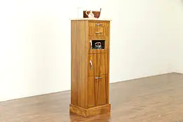 Midcentury Modern Medical or Bath Vintage Cabinet, Marble Top, Towel Bin #31333