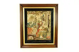 Saint Timothy Antique Needle Point & Petit Point Tapestry, Walnut Frame #30415