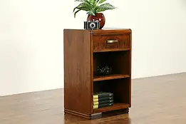 Art Deco 1930's Vintage Walnut & Burl Nightstand #32605