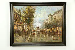 Paris Street Scene Original Vintage Oil Painting, Sandro G #33332