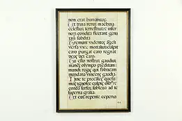 Musical Antique 1600's Latin Manuscript, Hand Painted on Vellum, Framed #33526