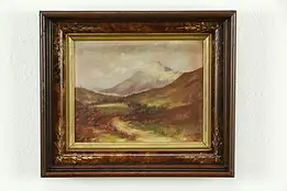 Mountain Sunset Vintage Original Painting, Victorian Frame #33536