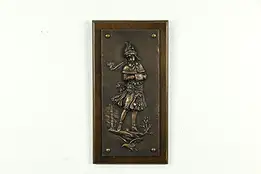 Victorian Antique Bronze Sculpture Panel, Girl with Muff & Bird #33573