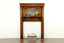 Victorian Antique Architectural Salvage Fireplace Mantel Columns & Mirror #34135