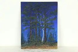 Blue Sky & Trees, Unframed Original Oil Painting, Signed 18" #33802