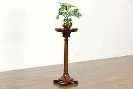 Round Quarter Sawn Oak Antique Plant Stand or Sculpture Pedestal #34130