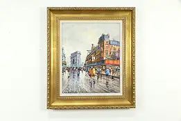 Paris Street Scene Arc de Triomphe Original Oil Painting DeVito 29" #33648
