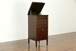 Edison S19 Antique Mahogany Record Player Disc Phonograph, 34 Records #34444