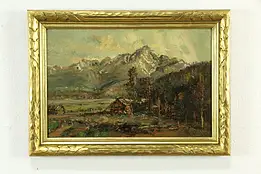 Colorado Mountain Scene, Original Vintage Oil Painting, Cox 21 1/2"  #33629