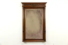 Walnut French Antique Hall or Mantel Mirror, Carved Dragons & Columns #34453